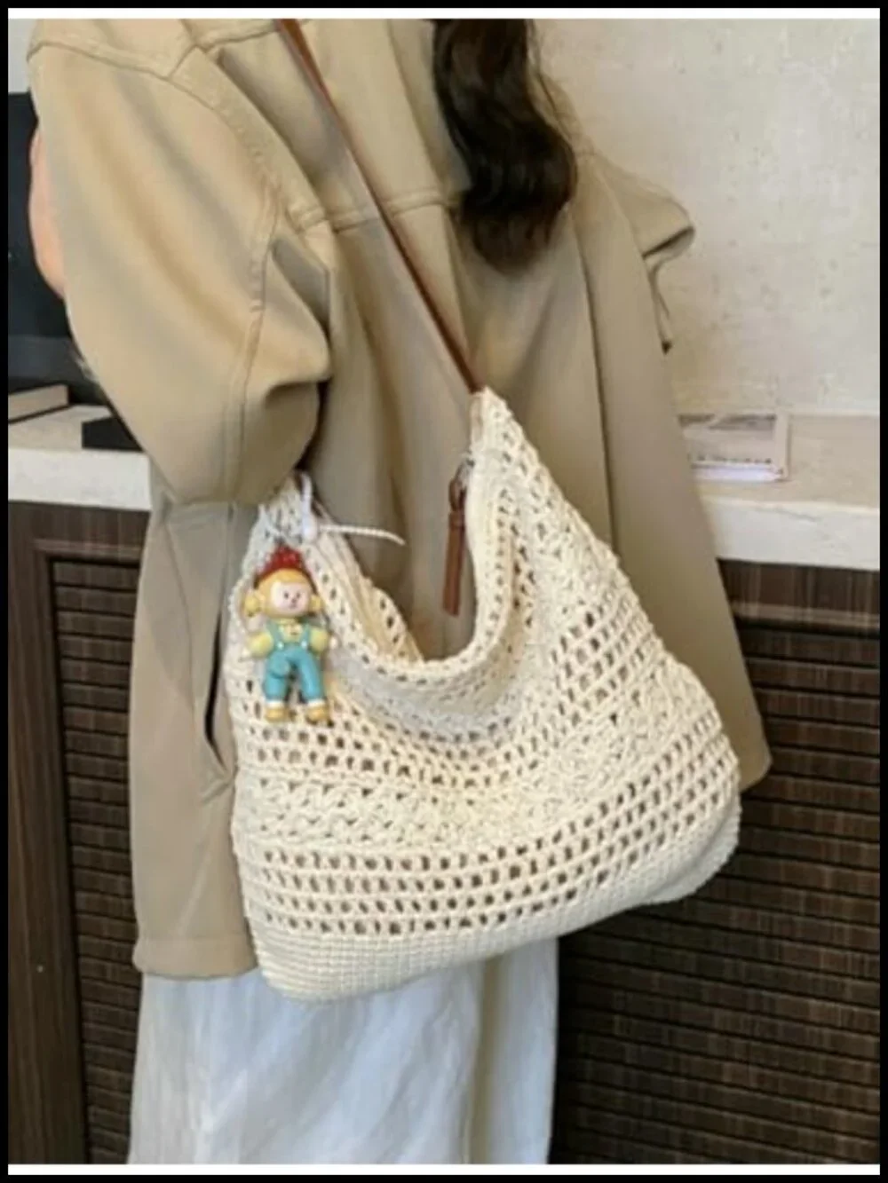 Crochet Hobo Bag Women Boho Woven Tote Handbags Cotton Knitted Shoulder Beach